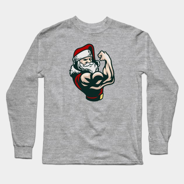 Buff Santa Flexing Long Sleeve T-Shirt by SLAG_Creative